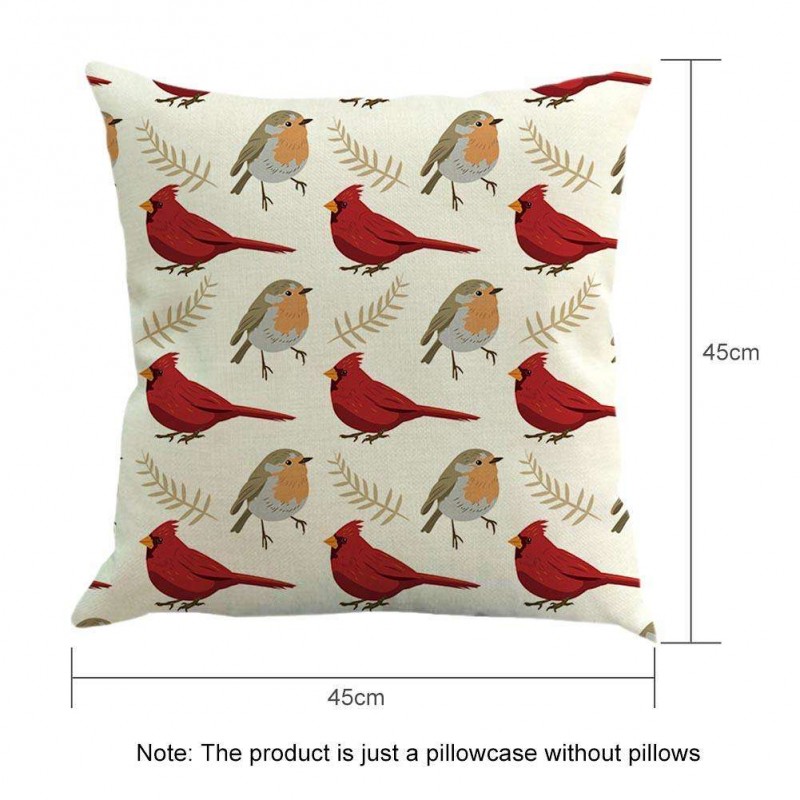 Animal Birds Print Breathable Linen Cushion Cover Pillowcase Home Decor(A)