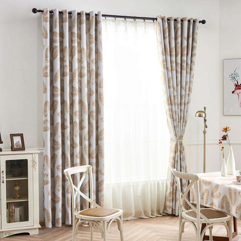 1 x 2.5m Blackout Window Curtain Banana Leaf Shading Curtain (Coffee)