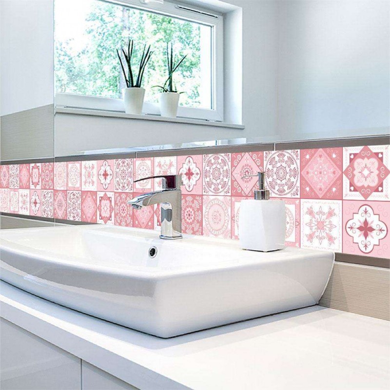European Retro Flower Pattern Self-adhesive Tiles Wall Stickers Decals(B)
