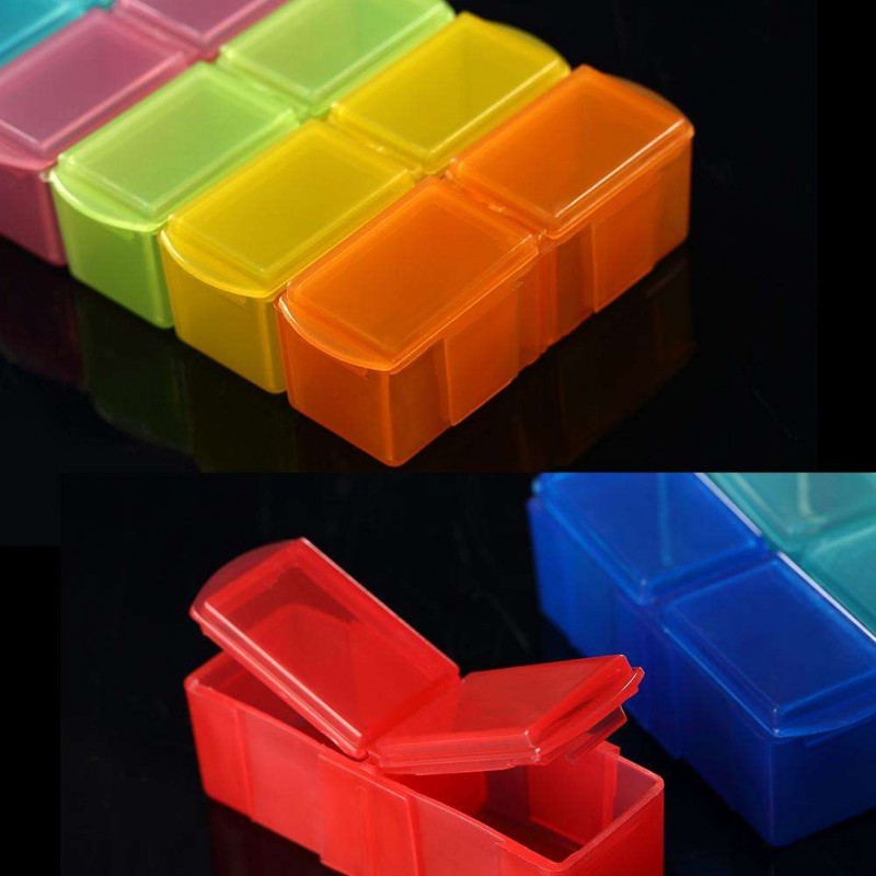 14 Grids 7 Day Detachable Pill Storage Box Weekly Pill Case Organizer Box